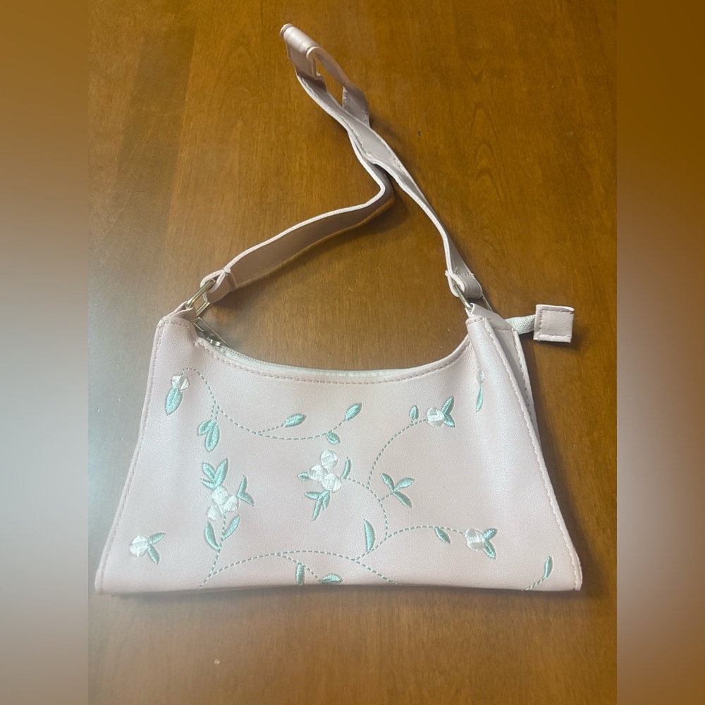 Chic Floral Embroidered Mini Bag - Light Pink